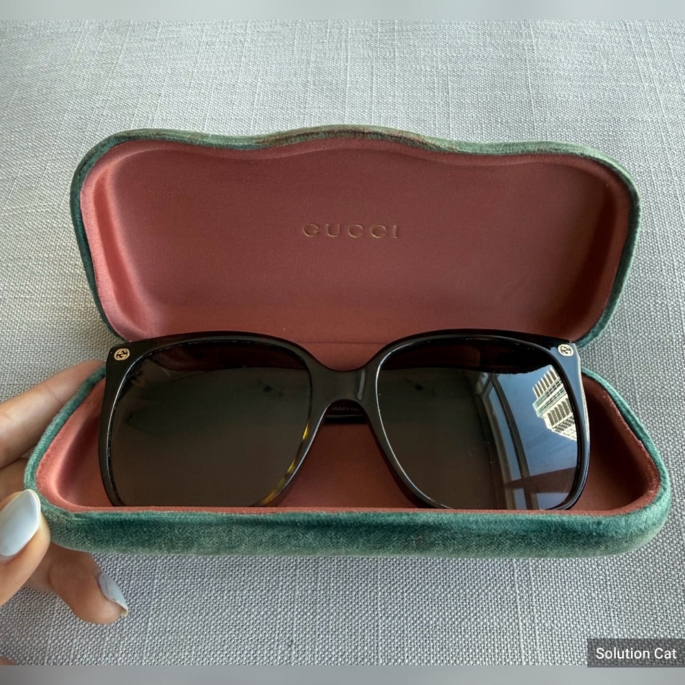 Gucci GG0022S Tortoiseshell Oversized Square Sunglasses